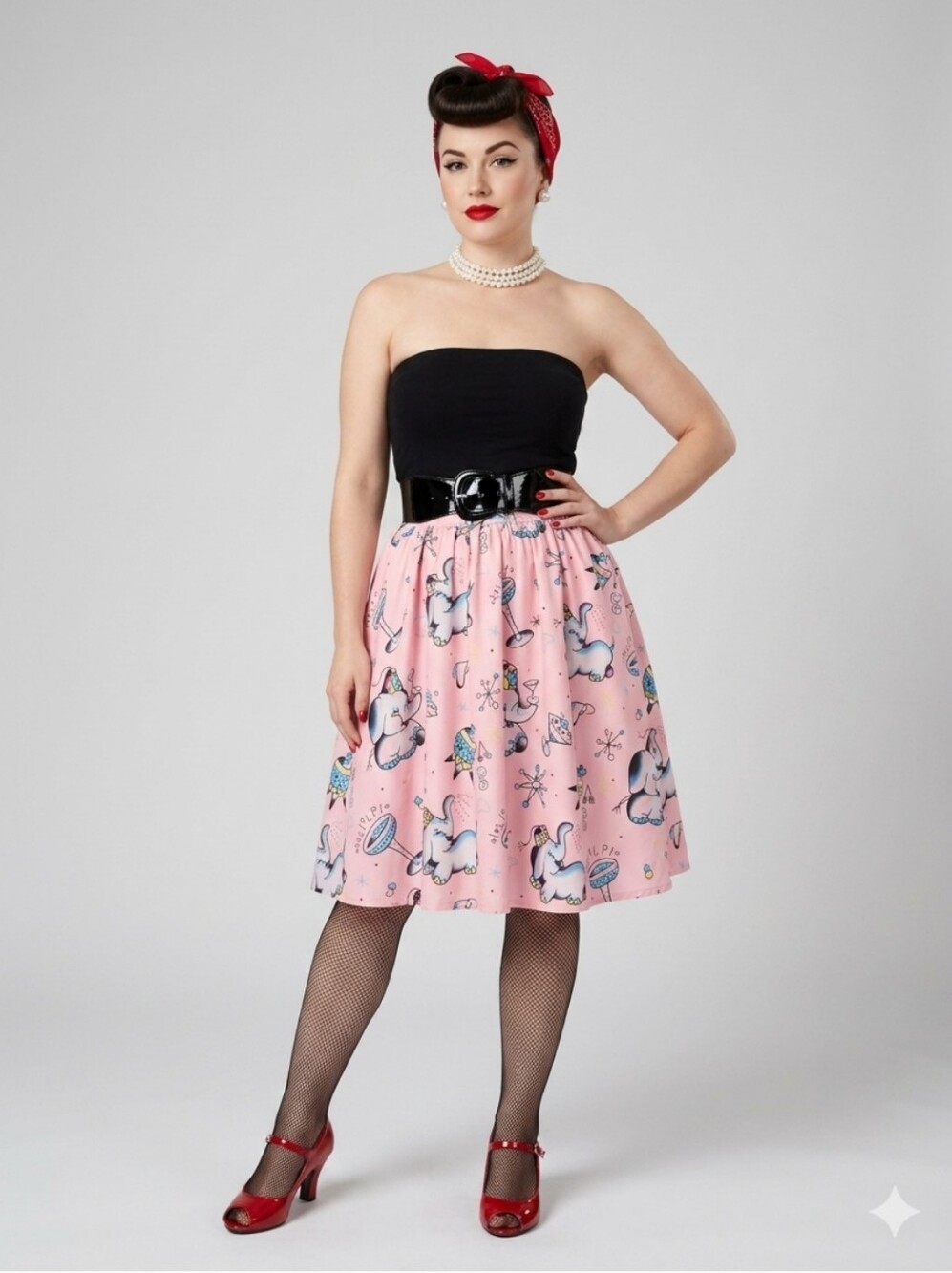 Sourpuss Tipsy Elephant Swing Skirt, Size M